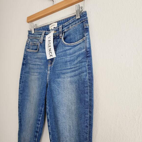 NWT L'Agence Piper High Waisted Skinny Button Hem Jeans Vintage Denim 25 - Picture 9 of 11